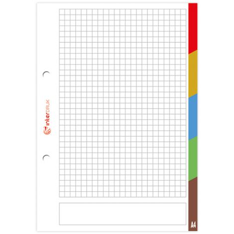 Wkład do segregatora Interdruk A5/50/70g kratka, kolorowe registry