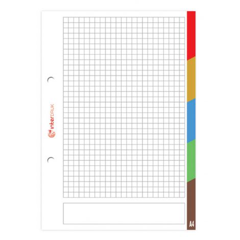 Wkład do segregatora Interdruk A4/50/70g kratka, kolorowe registry