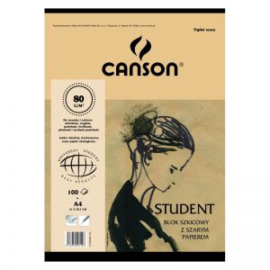Blok rysunkowy Canson Student z szarym papierem A4/100/80g