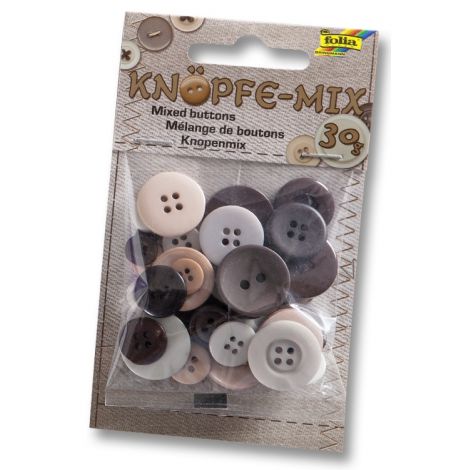 Guziki Folia 30g, Mix Brązowy