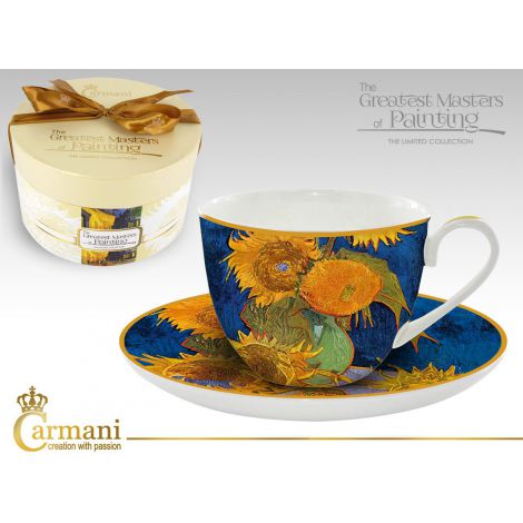 Filiżanka Carmani 280ml ze spodkiem - V. van Gogh, 6 Słoneczników