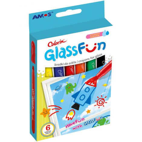 Kredki do szkła Amos Fun Glass, 6 kolorów