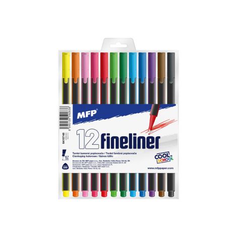 Cienkopisy MFP Fineliner trójkątne 0.7mm, 12 kolorów