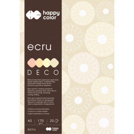 Blok Happy Color Deco Ecru A5/20/170g 4 kolory