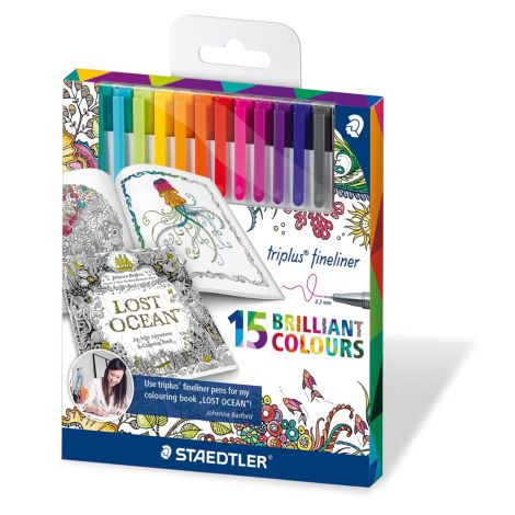 Cienkopisy Staedtler Triplus, trójkątne, 0.3 mm, 15 kolorów