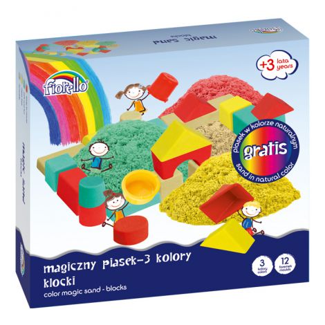 Piasek Magiczny kolorowy Fiorello Klocki, 600g + 100g