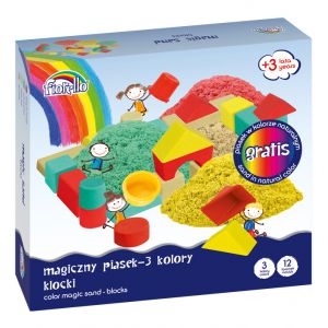 Piasek Magiczny kolorowy Fiorello Klocki, 600g + 100g