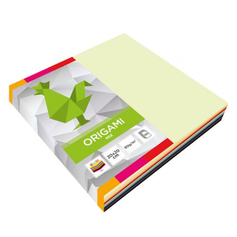 Papier Origami Interdruk Fluo/Pastel 20cm/100szt