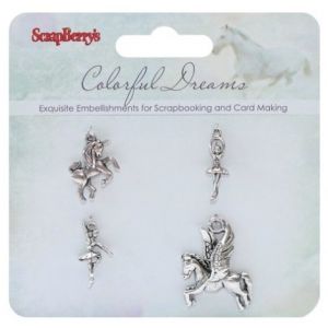 Zestaw Zawieszek Charms ScrapBerry's Colorful Dreams, 4szt