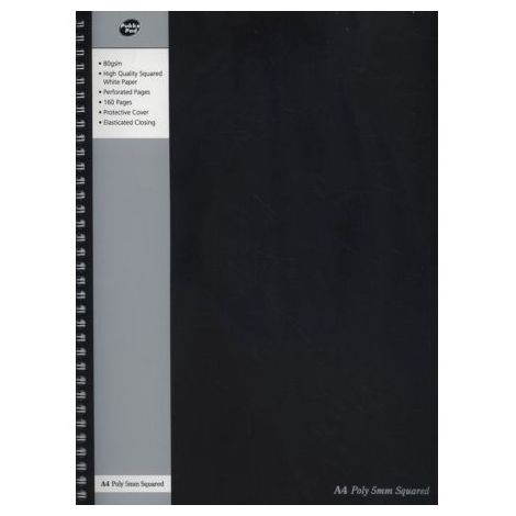 Kołozeszyt Pukka Pad Project Book Jotta Black A4/80/80g kratka, czarny