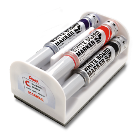Zestaw 4 markerów do tablic Pentel Maxiflo z tłoczkiem i gąbką
