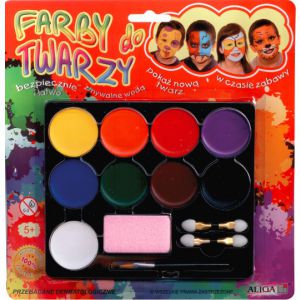 Farby do malowania twarzy Aliga, 9 kolorów