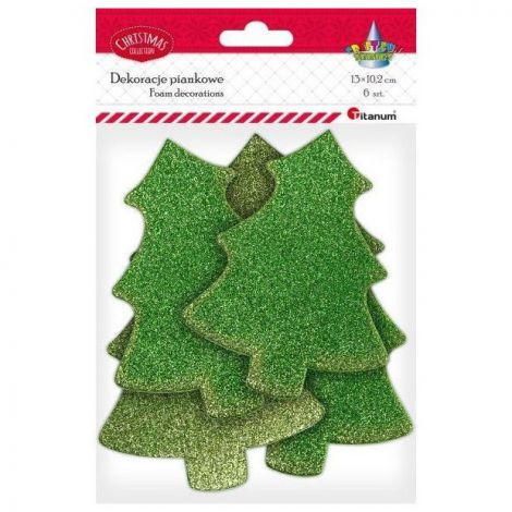 Elementy z pianki Titanum Choinki brokatowe, 6szt