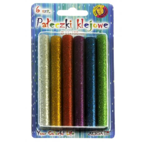 Klej do pistoletu Aliga brokatowy 11mm, 6szt
