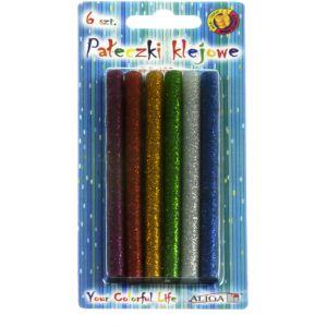 Klej do pistoletu Aliga brokatowy 7mm, 6szt