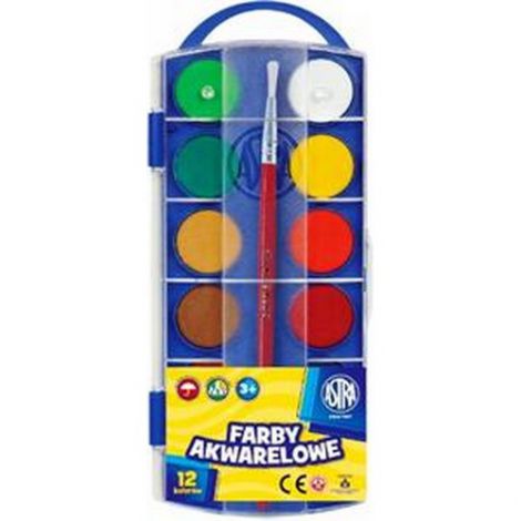 Farby akwarelowe Astra, 12 kolorów, 30 mm
