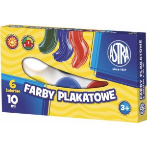 Farby plakatowe Astra, 6 kolorów, 10 ml
