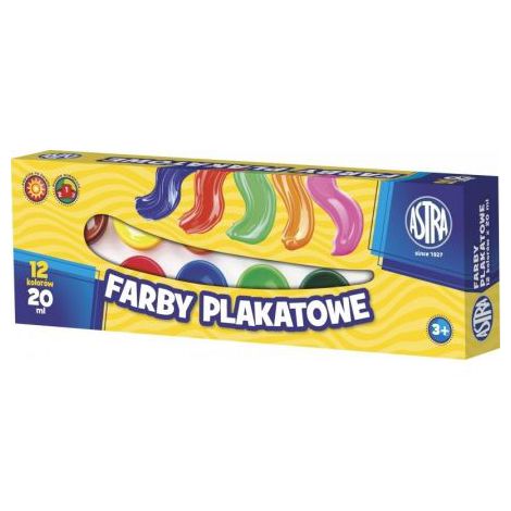 Farby plakatowe Astra, 12+1 kolorów, 20 ml