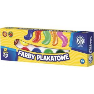 Farby plakatowe Astra, 12+1 kolorów, 20 ml