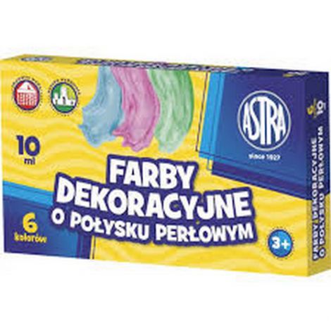 Farby plakatowe Astra perłowe, 6 kolorów, 10 ml