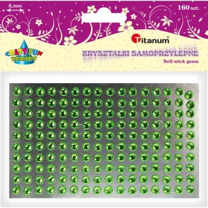 Kryształki samoprzylepne Titanum 5mm, 160szt, Zielone