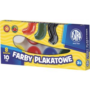 Farby plakatowe Astra, 8 kolorów, 10 ml