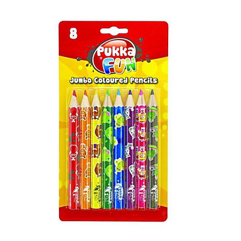 Kredki ołówkowe Pukka Fun Jumbo, 8 kolorów