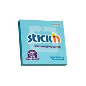Karteczki samoprzylepne Stick'n 76x76mm, 100szt niebieskie