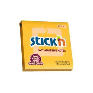 Karteczki samoprzylepne Stick'n 76x76mm, 100szt żółte ciemne