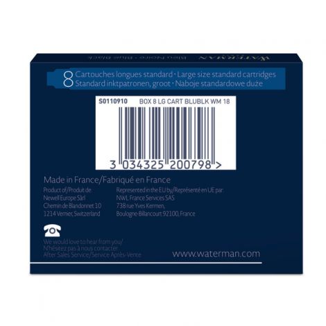 Naboje do Pióra wiecznego Waterman Długie Granatowe (Blue-Black) 8szt - 2