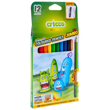 Kredki ołówkowe Cricco Jumbo, 12 kolorów