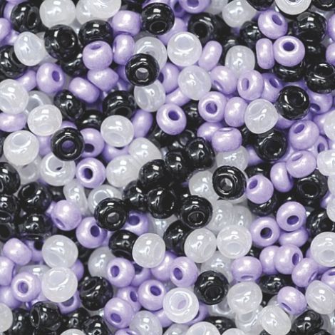 Koraliki szklane Knorr Prandell 2.5mm, Czarne/białe/liliowe