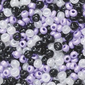 Koraliki szklane Knorr Prandell 2.5mm, Czarne/białe/liliowe