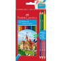 Kredki ołówkowe Faber-Castell Zamek, 12 kolorów + 3 kredki dwustronne + temperówka - 2