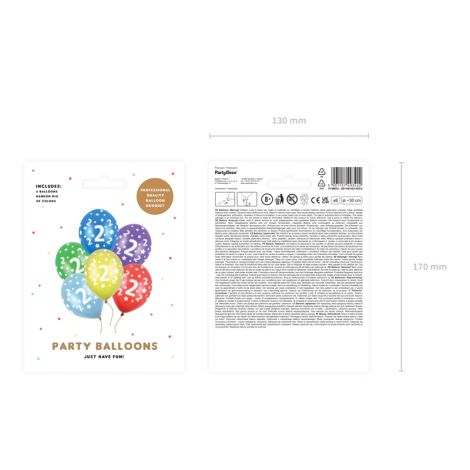 Balony 2nd Birthday, 30 cm, Metallic Mix, 6 sztuk - 2