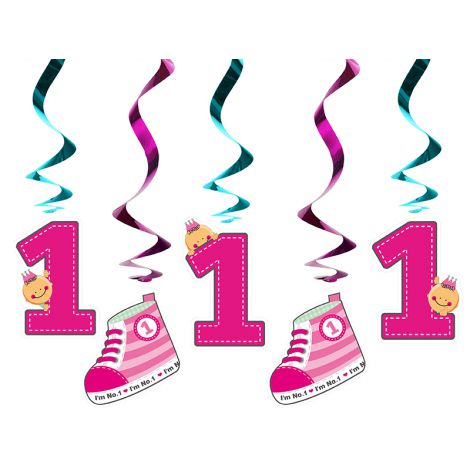 Świderki PartyDeco I'm No. 1 Różowe, 60cm, 5szt