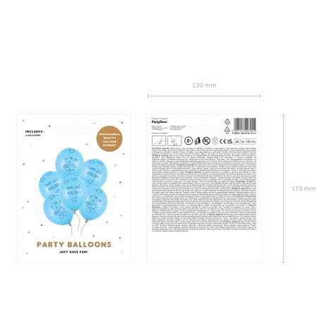 Balony Miś - mam już roczek, 30 cm, P. Baby Blue, 6 sztuk - 2