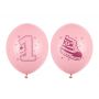 Balony Trampek - Number 1, 30cm, Pastel Pink, 6 sztuk - 2
