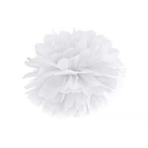 Pompon bibułowy, biały, 35 cm