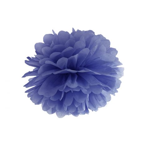 Pompon bibułowy, granatowy, 25 cm