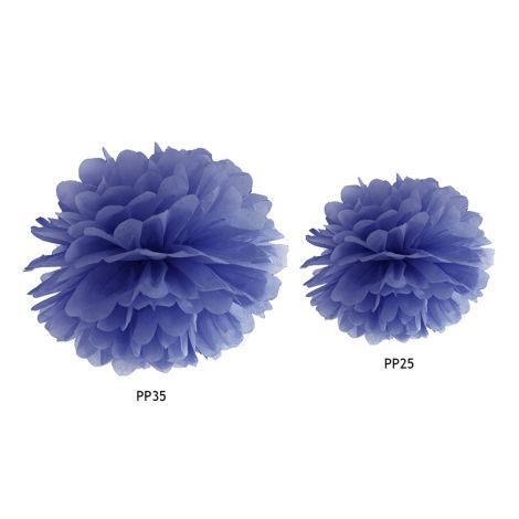 Pompon bibułowy, granatowy, 25 cm - 2