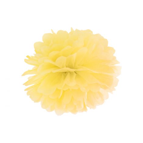 Pompon bibułowy, żółty, 25 cm