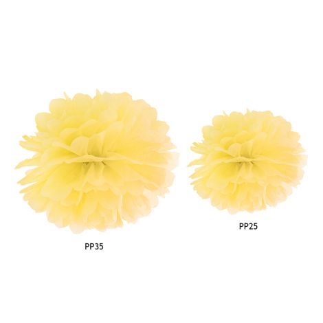 Pompon bibułowy, żółty, 25 cm - 2
