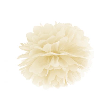 Pompon bibułowy, kremowy, 25 cm