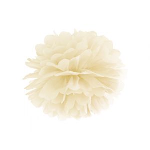 Pompon bibułowy, kremowy, 25 cm