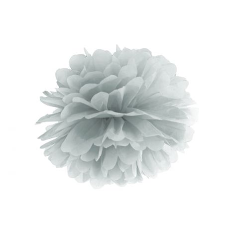 Pompon bibułowy, srebrny, 25 cm