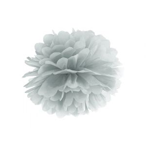 Pompon bibułowy, srebrny, 25 cm
