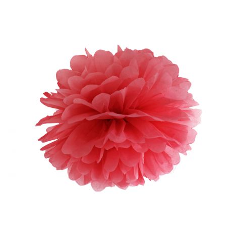 Pompon bibułowy, czerwony, 25 cm