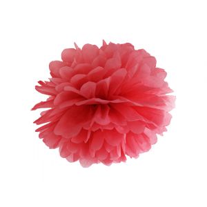 Pompon bibułowy, czerwony, 25 cm