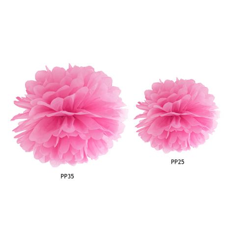 Pompon bibułowy, różowy, 25 cm - 2